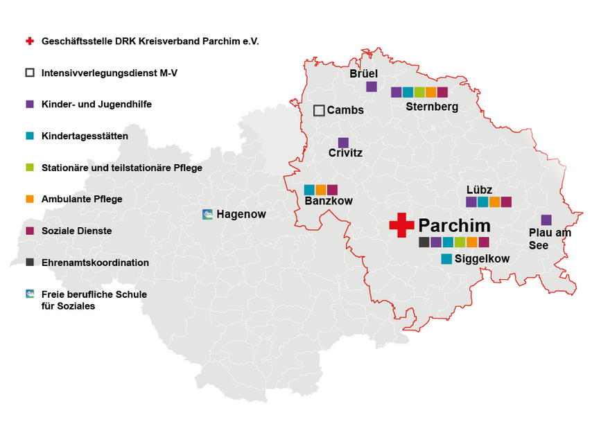Standortkarten DRK Kreisverband Parchim Stand Januar 2025