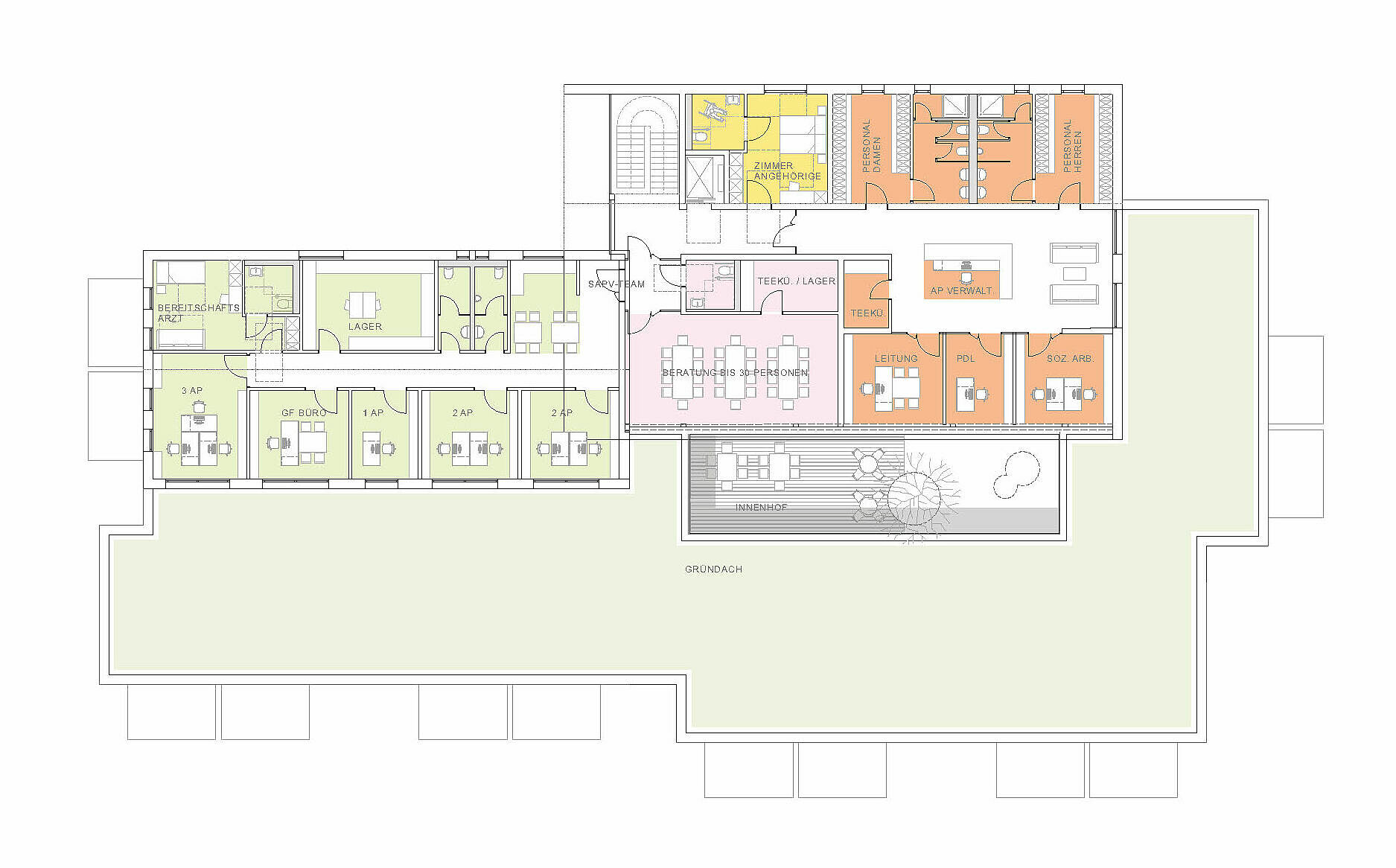 NEUBAU HOSPIZ PARCHIM, KONZEPT OBERGESCHOSS